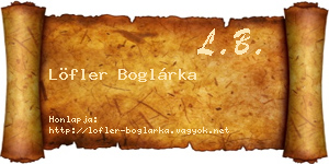 Löfler Boglárka névjegykártya